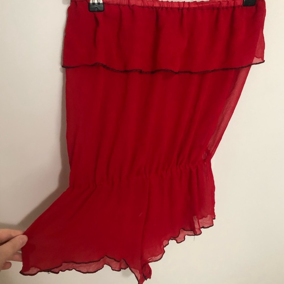 COPY - Handmade Red Silk Romper Strapless lingerie - Picture 2 of 3
